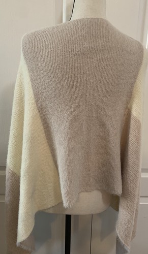 Anthropologie Jordan Sweater Poncho Woman's Size ALL Colorblock Ivory White Pink - Picture 2 of 7