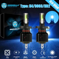 IRONWALLS H4/9003/HB2 LED Headlight Bulbs Kit High Low Dual Beam 8000K Ice Blue