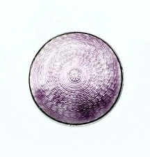 Antique Edwardian 1918 Sterling Silver & Purple Guilloche Enamel Circle Pin