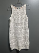 LOFT White Cream Lace Overlay Sleeveless Shift Dress Size 4