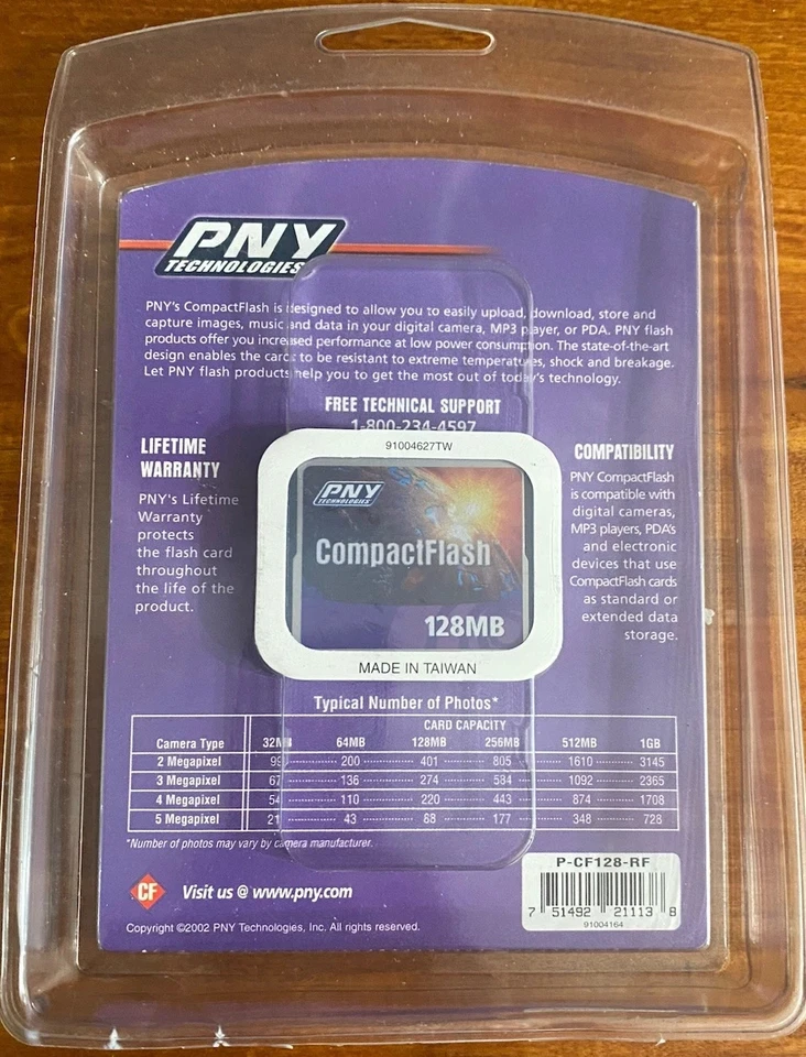 PNY Technologies 128MB  Compact Flash Memory Card For Camera NEW IN BOX - Image 2 of 3