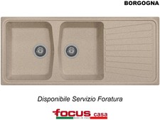 Lavello cucina Borgogna cm 116x50 2 vasche e gocciolatoio Avena Made in Italy