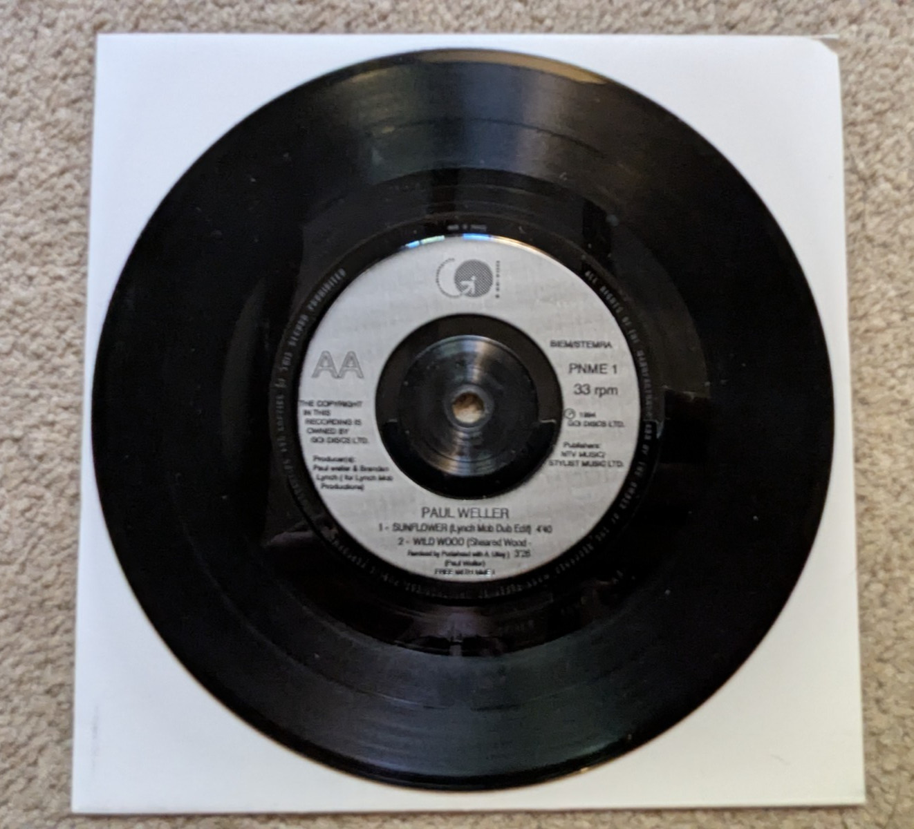 Paul Weller - Shadow Of The Sun / Sunflower (Lynch Mob Dub Edit) 7" Vinyl PNME 1
