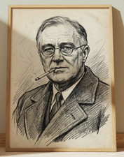 FRANKLIN D. ROOSEVELT DRAWING PRINT PORTRAIT SKETCH 8" x 10"  WALL ART