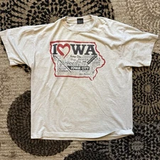 I Love Iowa White XL T Shirt Adults Iowa T Shirt Travel Tee