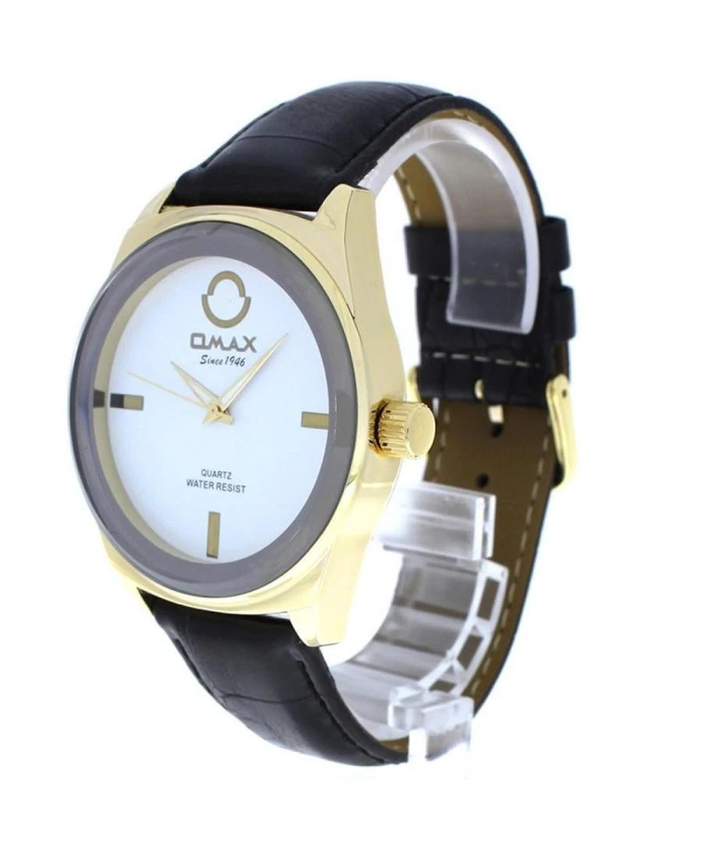 Reloj informal de cuarzo analógico para hombre OMAX clásico vestido esfera blanca impermeable redondo 43 Foto 2 de 4