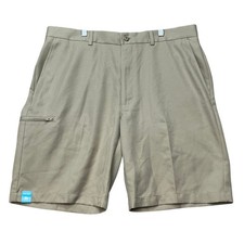 PGA Tour Shorts Mens 36 Chinchilla Tan Flat Front Stretch Golf Performance NEW