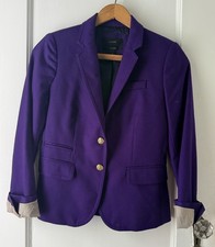 J. Crew Schoolboy Blazer Sz 0 Purple Wool Gold Button Preppy Holiday Career