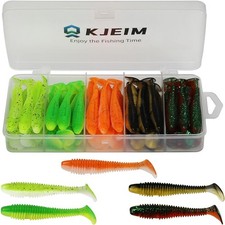 Paddle Tail Swimbaits, 50 PCS Ribbed 3 Inchs Soft Plastic Fishing Lures for Bass