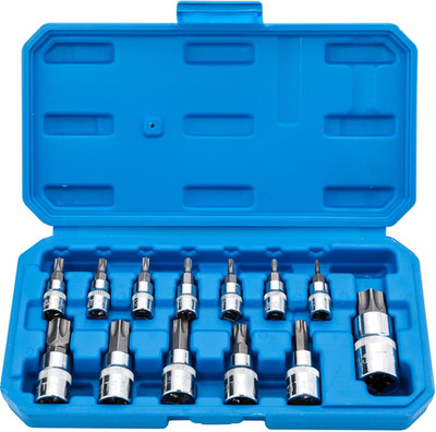 Torx Bit Socket Set 13Pcs 3/8'' Dr. T8 - T70 E Star Premium S2 Alloy Steel Cr-V S