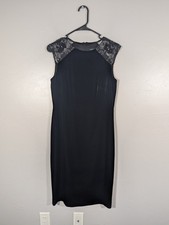 Ralph Lauren Women's Dress 6 Black Sequined Velvet Midi Dark Romantic Formal