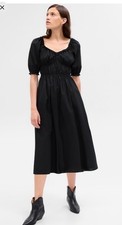 Gap Puff Sleeve Smocked Midi Dress Size Large L Pullon NWT