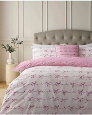 King/Groß - Trendy Schleife Wende Bettbezug mit Kissenbezug Bettwäsche Set 