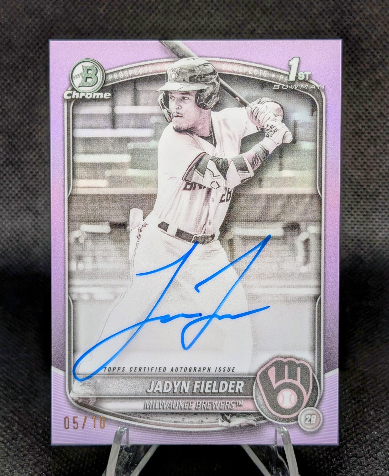 2025 Bowman Chrome 1st Auto Jadyn Fielder Pearl Refractor /10 SSP Brewers