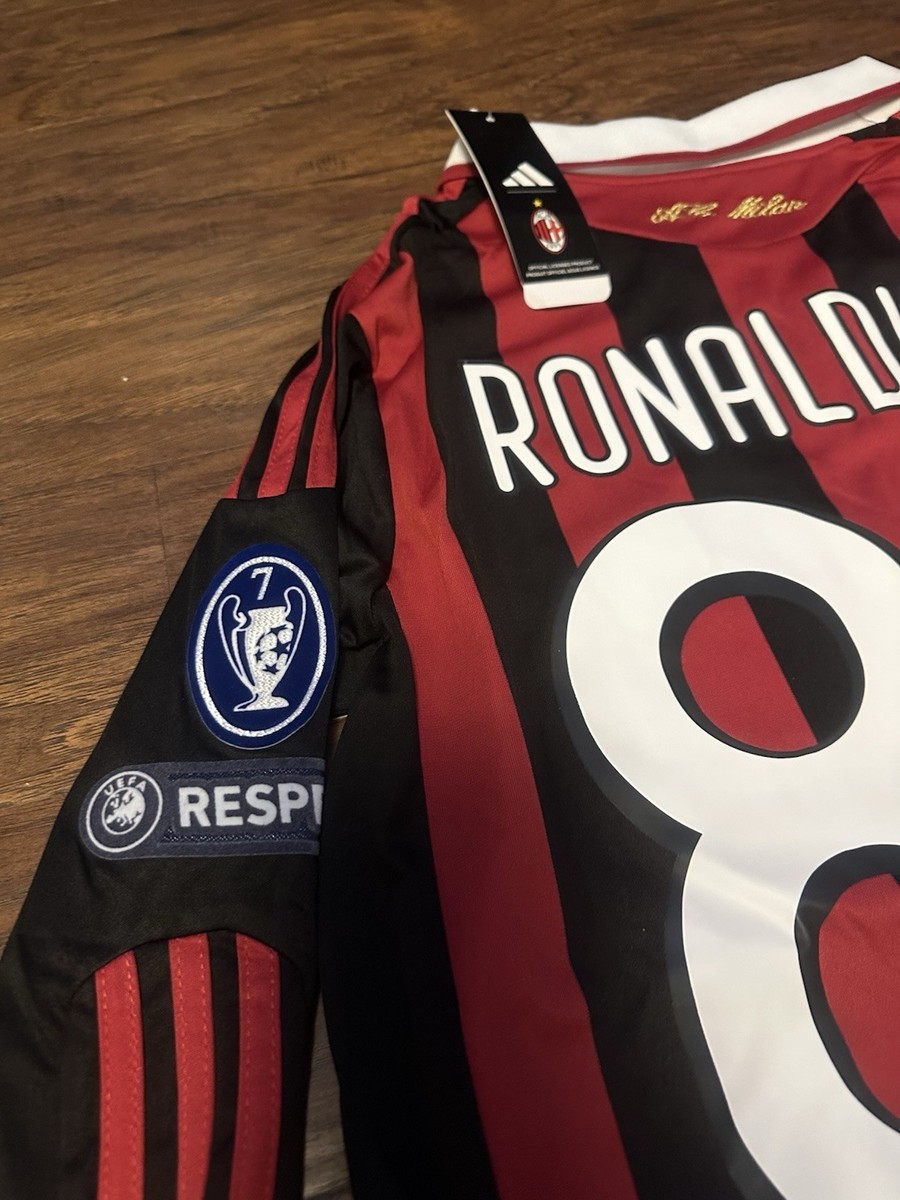 Ronaldinho #80 Soccer Jersey Size M Mens Ac Milan long sleeve | eBay