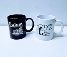 Lot Of (2) Salem Mugs Salem Witch Museum 1692 Salem Mass. Ceramic Coffee Cups