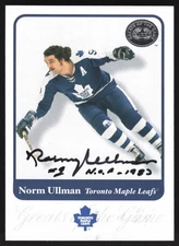 2001-02 Fleer Greats of the Game Norm Ullman Auto #43 Toronto Maple Leafs - HOF
