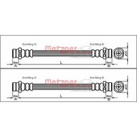 2X Metzger BremsschlÄUche Vorne Innen Hinten Beidseitig Passend FÜR Mitsubishi