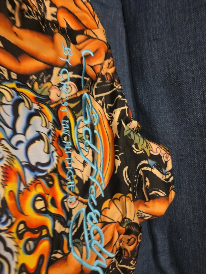 Chaqueta deportiva de colección AOP ED Hardy cremallera completa talla pequeña  Foto 3 de 4