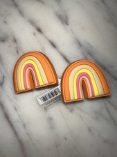 2x RARE trendy orange rainbow authentic original jibbitz crocs shoe charms