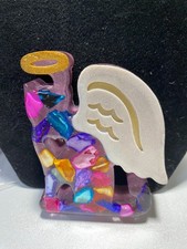     Colorful  Shell  Cat  Angel  Memorial  Ornament    Handcrafted  Resin  Pet  Keepsake