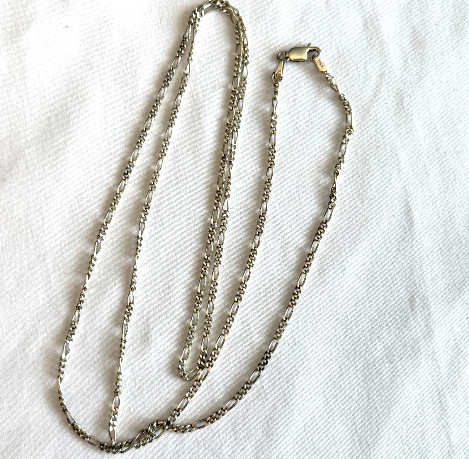 SOLID STERLING SILVER 925 FIGARO CHAIN NECKLACE M… - image 4