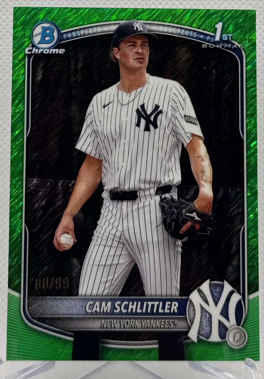 2025 Bowman Chrome - Prospects Cam Schlittler #BCP-166 Green Shimmer /99