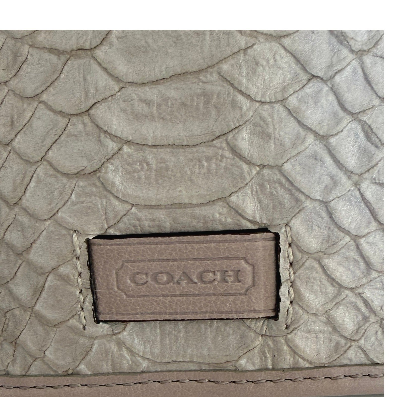 Coach Blush Python Embossed Leather Fold Over Clu… - image 10