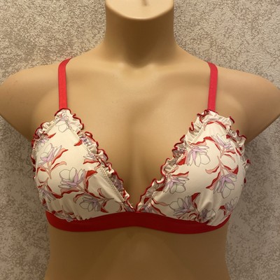 H&M Bikini Top. Multicolor Floral Ruffle Trim. Size 12. See Description 
