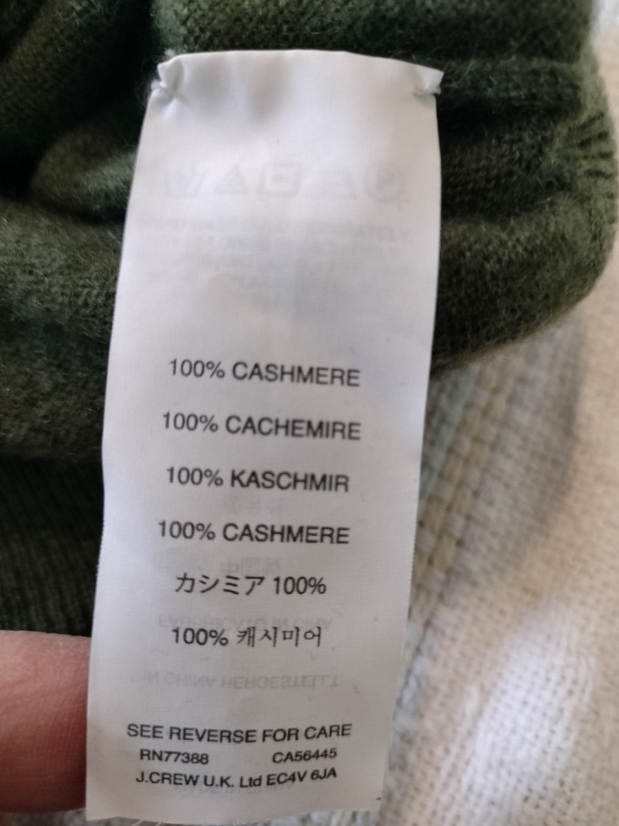 J. Crew Collection Italian Cashmere V-Neck Sweater XL Green Kangaroo Pocket Pouc View 6