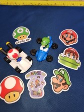 2024 McDonalds Happy Meal Toys Super Mario Kart Mario and Toadette W 6 Stickers