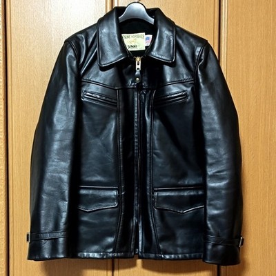 Schott ブラック レザージャケット カーコート 40 699H Mens Schott Schott Shot Leather Jacket Car Coat 40 Horsehide Black