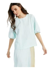 ALFANI Womens Aqua Pouf Top Size: M