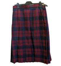 Vtg Brendella Tartan Skirt Ireland Wool Sustainable Kilt Pleat Adjustable 30-32"
