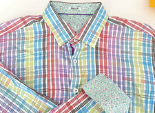 Men's Bugatchi Uomo Multi color plaid buttondown shirt, Shaped Fit XL