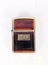 Zippo Slim Golden Tortoise Lighter 1981 Engraved GAS New Flint WORKS