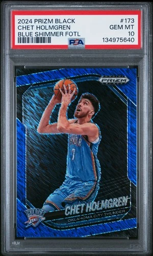 2024 Panini Prizm Black Basketball Blue Shimmer FOTL Chet Holmgren #173 PSA 10