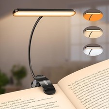 Book Light, Rechargeable Clear LED Flat Reading Light with 3 Colors Timer, D...