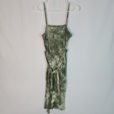 Shein Spaghetti Strap Bodycon Midi Dress With Side Slit, Green Tie Dye, Size L
