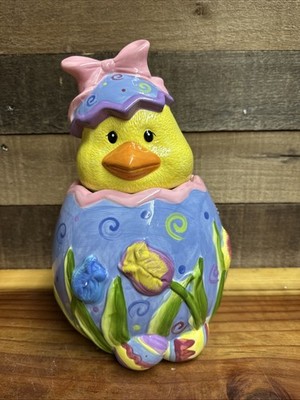 Davids Cookie Jar Chick Chicken Easter Floral  Egg