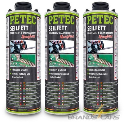 3x 1 L LITER PETEC SEILFETT SAUGDOSE DRAHTSEILFETT ZAHNRADFETT SCHMIERUNG KETTE