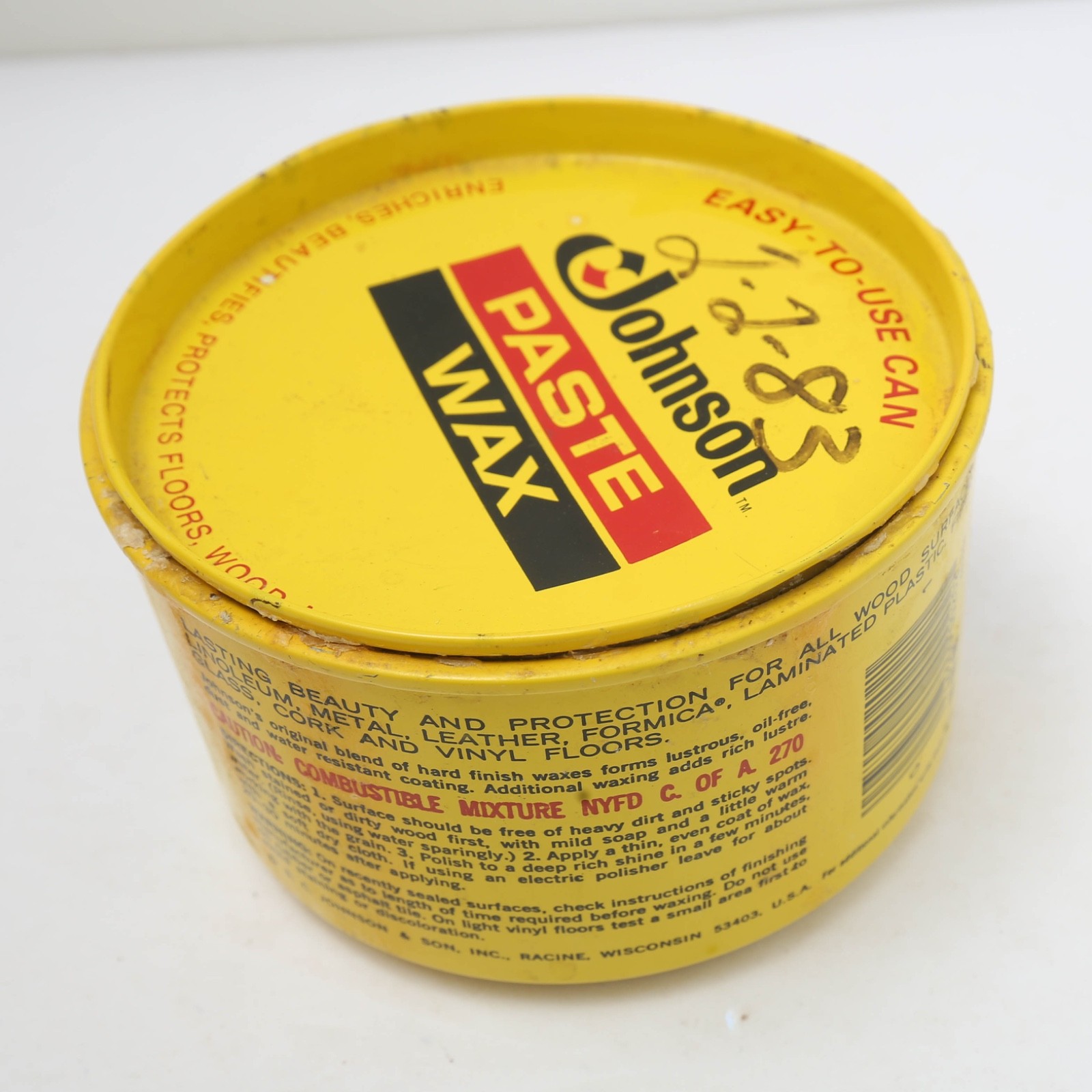 SC Johnson Paste Wax 16 oz Partial Can Discontinued USA Dented Dirty Can