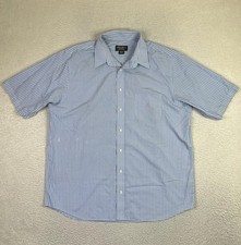 Eddie Bauer Shirt Mens XLT Tall Blue Check Relaxed Fit Wrinkle Resistant Cotton