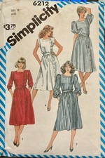 SALE! UNCUT MISS Dress Pattern 6212 Simplicity Vntg 1983 Collectible w/Instr