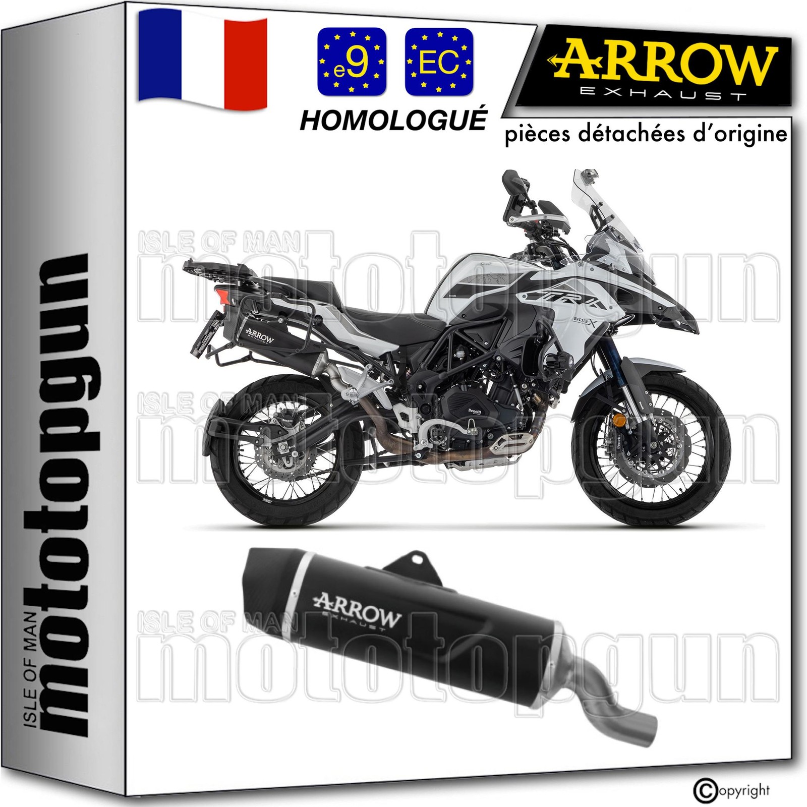 Silencieux Arrow Indy-Race Evo noir Benelli TRK 502X 2024 homologué