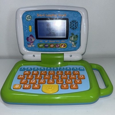 LeapFrog 2-in-1 LeapTop Touch Green Laptop Tablet Learning Toy ABCs 123s Works!