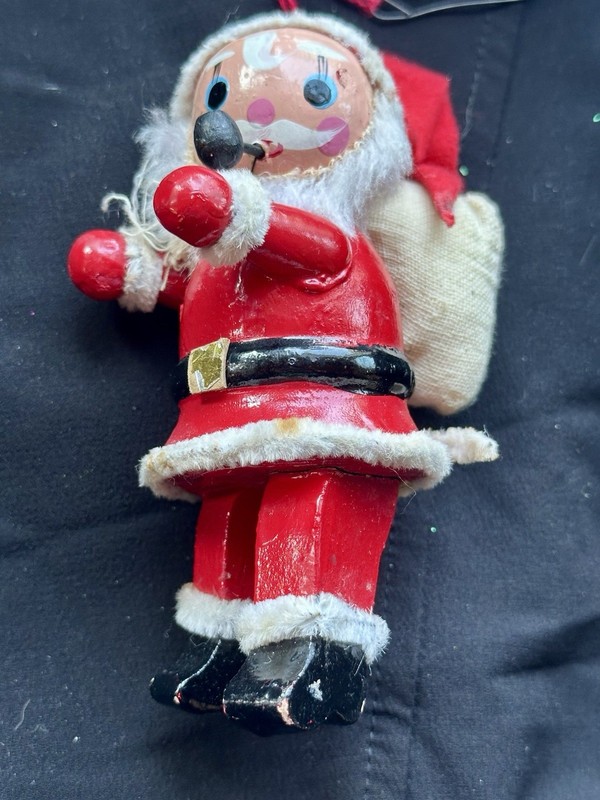 Vintage Wooden Santa Claus Christmas Ornament