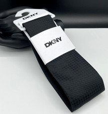 DKNY Men's 100 Polyester Tie  Black  Textured Solid  Designer 