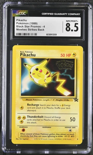 Pokemon GRADED 1999 Pikachu 4 WotC Mewtwo Strikes Back PROMO NM/M 8.5 CGC