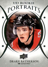 2018-19 Upper Deck - UD Portraits Drake Batherson Rookie Card #P-54. rookie card picture
